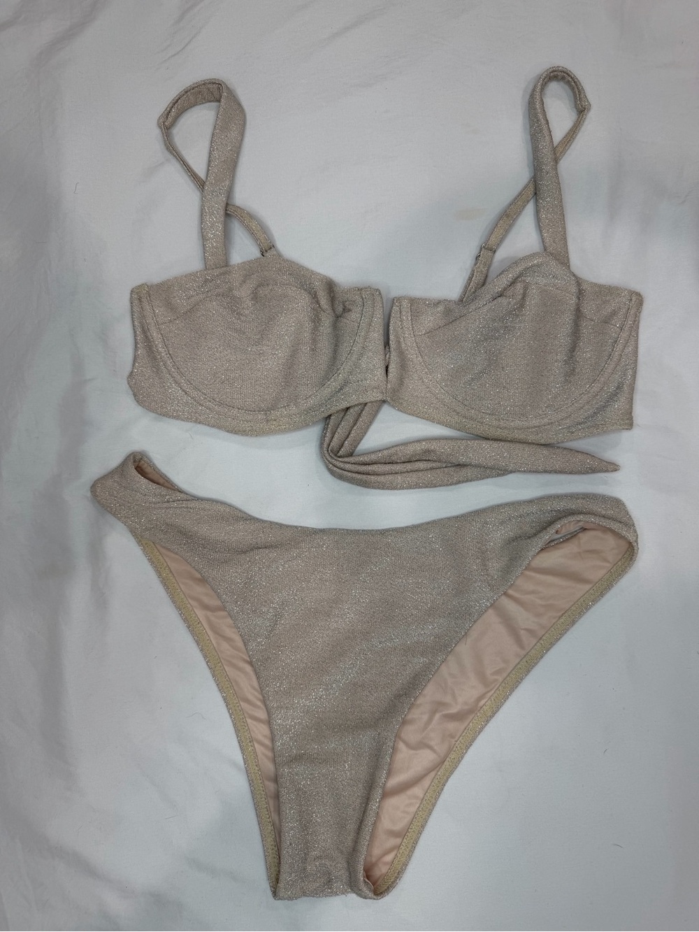 Amazon Shimmery Beige Underwire Bikini Set